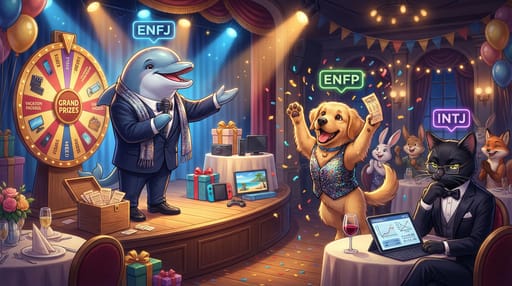 Nano Banana 提示词：MBTI 16 人格动物拟人插画生成器｜Curify AI